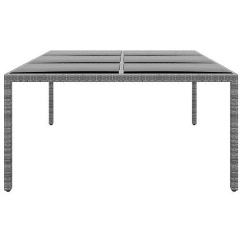 Table de jardin 200x150x75 cm Verre trempé/résine tressée Gris - Photo n°3; ?>