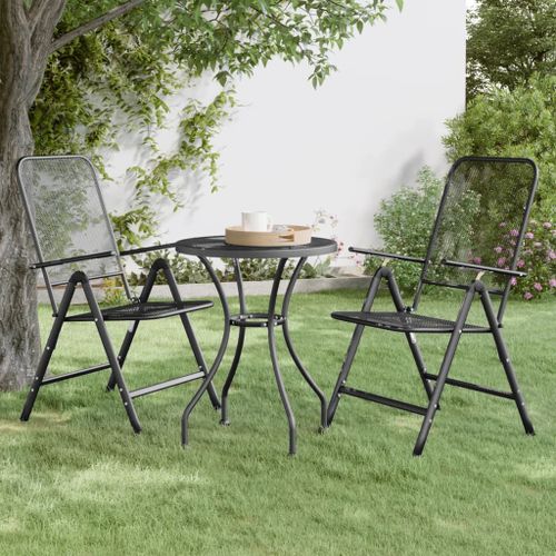 Table de jardin Ø60x72 cm Maille métallique Anthracite - Photo n°2; ?>