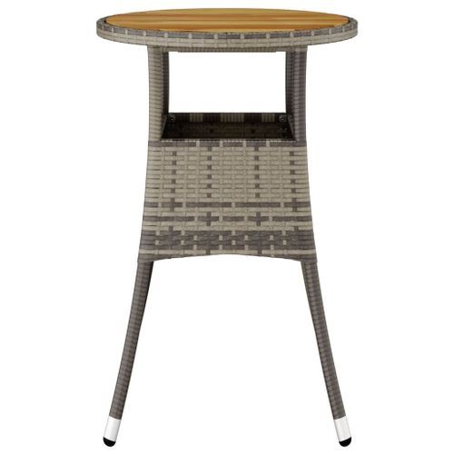 Table de jardin Ø60x75 cm Acacia et résine tressée Gris - Photo n°3; ?>