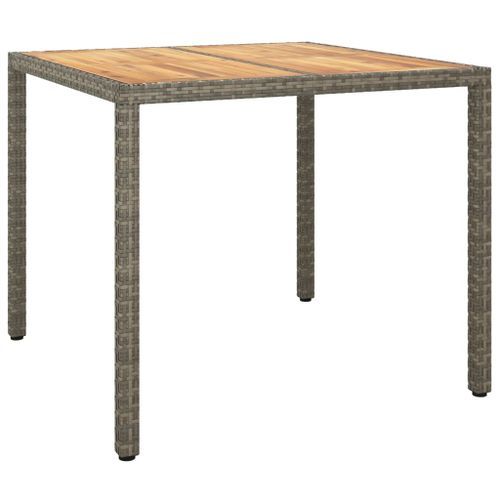 Table de jardin 90x90x75cm Résine tressée et bois d'acacia Gris - Photo n°2; ?>