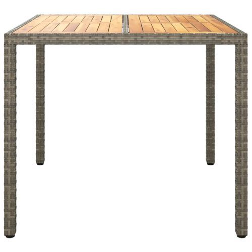 Table de jardin 90x90x75cm Résine tressée et bois d'acacia Gris - Photo n°3; ?>