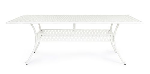 Table de jardin aluminium moulée blanc Kofiam 160 cm - Photo n°2; ?>
