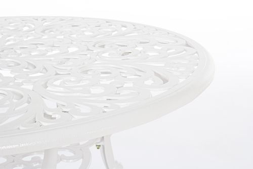 Table de jardin aluminium moulée blanche Vikola 110 cm - Photo n°3; ?>