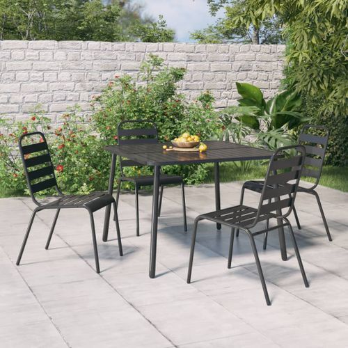 Table de jardin anthracite 100x100x71 cm acier - Photo n°2; ?>