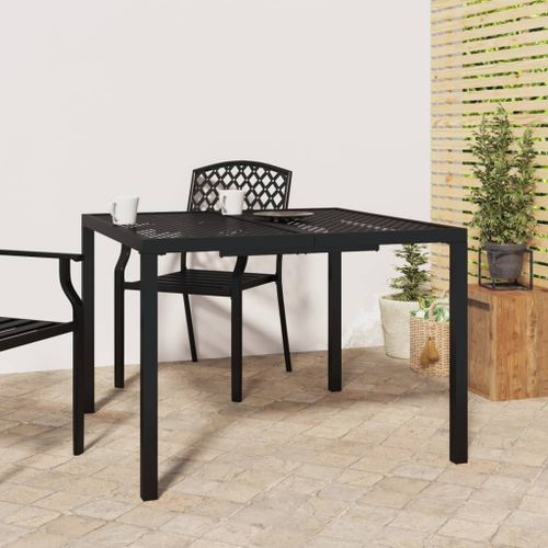 Table de jardin anthracite 100x100x72 cm acier - Photo n°2; ?>