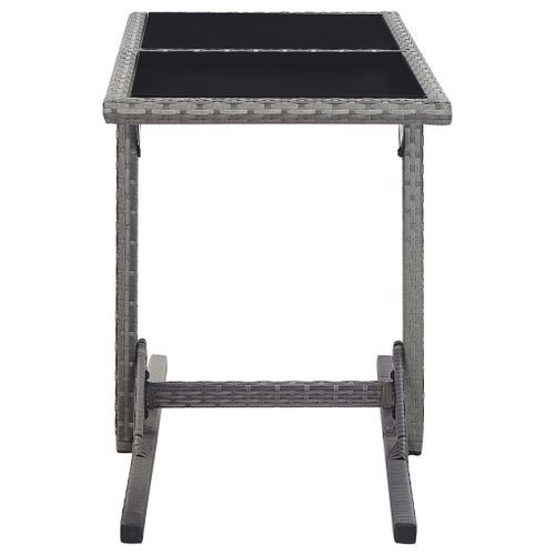 Table de jardin Anthracite 110x53x72 cm Verre et résine tressée - Photo n°3; ?>