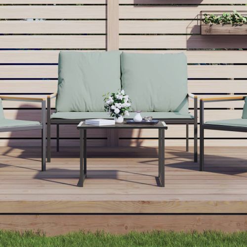 Table de jardin anthracite 55x40x37 cm acier - Photo n°2; ?>