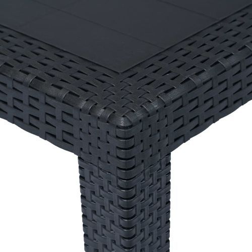 Table de jardin Anthracite 79x79x72cm Plastique Aspect de rotin - Photo n°3; ?>