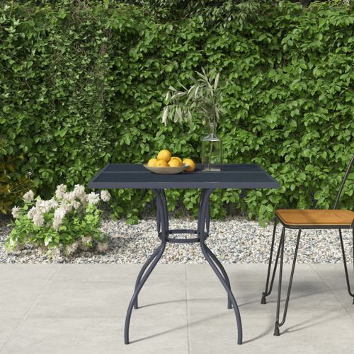 Table de jardin anthracite 80x80x72,5 cm Treillis d'acier - Photo n°2; ?>