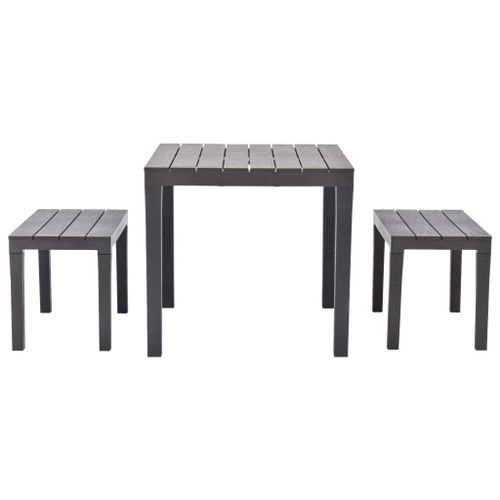 Table de jardin avec 2 bancs Plastique Marron - Photo n°3; ?>