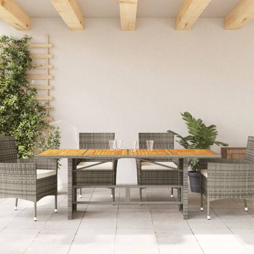 Table de jardin avec dessus en bois d'acacia gris 190x80x74 cm - Photo n°3; ?>