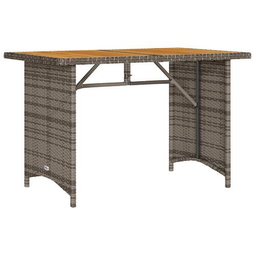 Table de jardin avec dessus en bois gris 110x68x70 cm rotin - Photo n°2; ?>