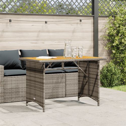 Table de jardin avec dessus en bois gris 110x68x70 cm rotin - Photo n°3; ?>