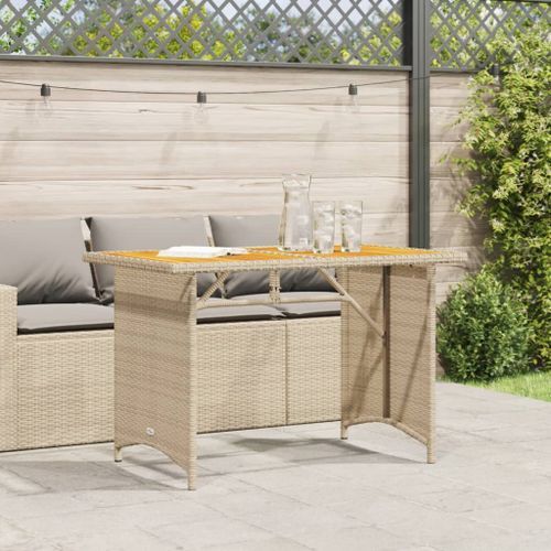 Table de jardin avec dessus en bois noir 110x68x70 cm rotin - Photo n°3; ?>