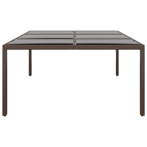 Table de jardin avec dessus en verre Marron 200x150x75 cm Rotin - Photo n°3; ?>