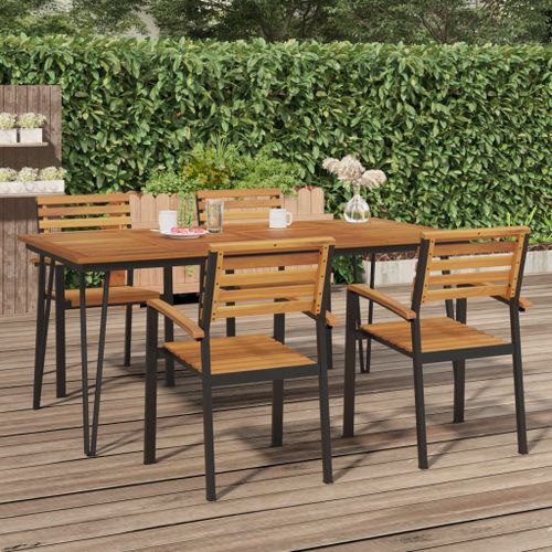 Table de jardin avec pieds épingle à cheveux 180x90x75 acacia - Photo n°2; ?>