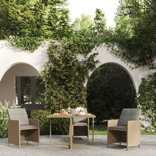 Table de jardin Beige 109x107x74 cm Résine tressée bois massif - Photo n°2; ?>