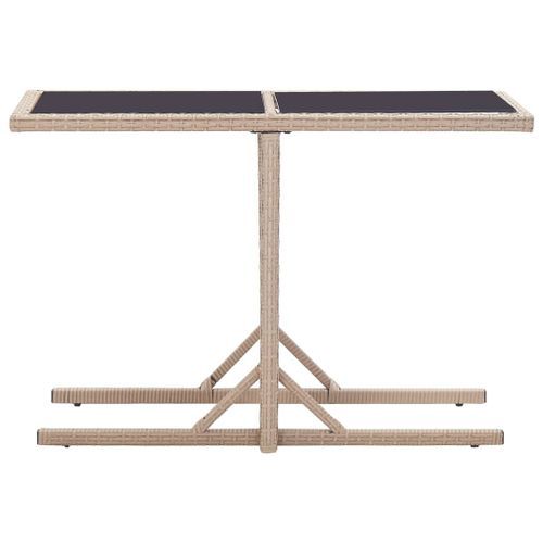 Table de jardin Beige 110x53x72 cm Verre et résine tressée - Photo n°2; ?>