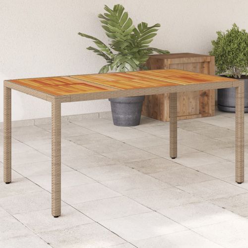 Table de jardin beige 150x90x75 cm résine tressée bois d'acacia - Photo n°2; ?>