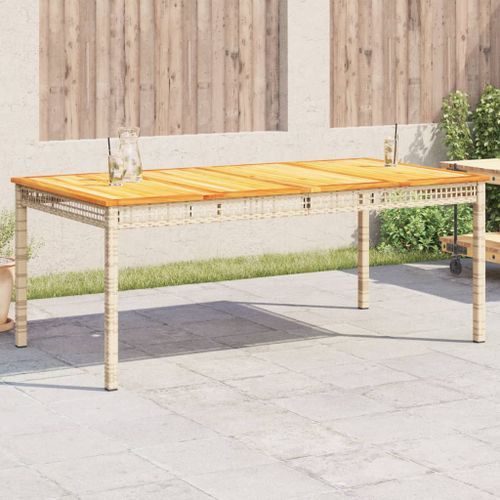 Table de jardin beige 180x90x75 cm résine tressée et acacia - Photo n°2; ?>
