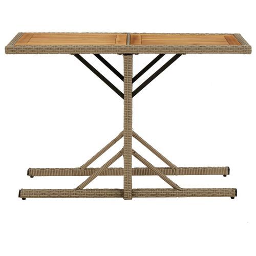 Table de jardin Beige Bois massif d'acacia et poly rotin - Photo n°2; ?>