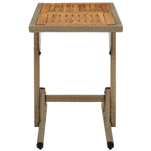 Table de jardin Beige Bois massif d'acacia et poly rotin - Photo n°3; ?>