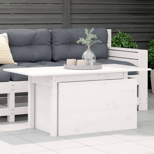 Table de jardin blanc 100x50x75 cm bois massif de pin - Photo n°2; ?>