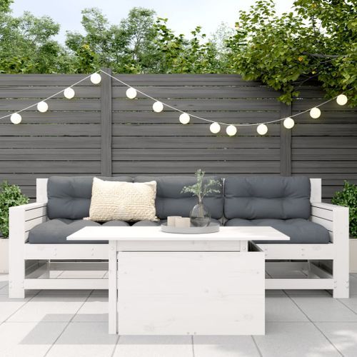 Table de jardin blanc 100x50x75 cm bois massif de pin - Photo n°3; ?>