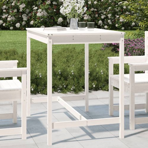 Table de jardin blanc 121x82,5x110 cm bois massif de pin - Photo n°2; ?>