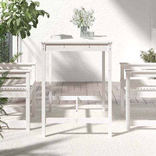 Table de jardin blanc 121x82,5x110 cm bois massif de pin - Photo n°3; ?>