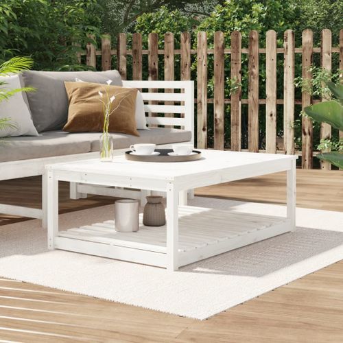 Table de jardin blanc 121x82,5x45 cm bois massif de pin - Photo n°2; ?>