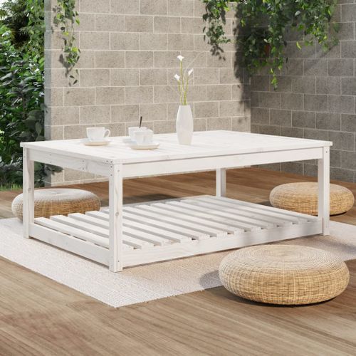 Table de jardin blanc 121x82,5x45 cm bois massif de pin - Photo n°3; ?>