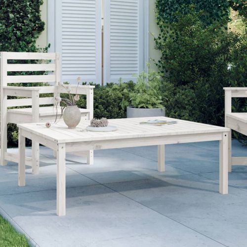 Table de jardin blanc 121x82,5x45 cm bois massif de pin - Photo n°2; ?>