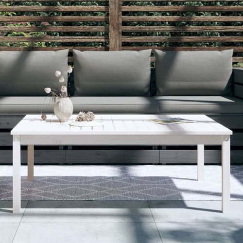 Table de jardin blanc 121x82,5x45 cm bois massif de pin - Photo n°3; ?>