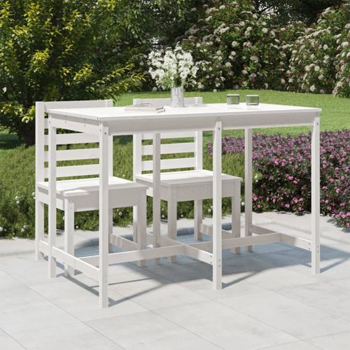 Table de jardin blanc 159,5x82,5x110 cm bois massif de pin - Photo n°2; ?>