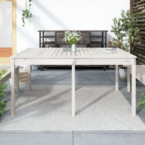 Table de jardin blanc 159,5x82,5x76 cm bois massif de pin - Photo n°2; ?>