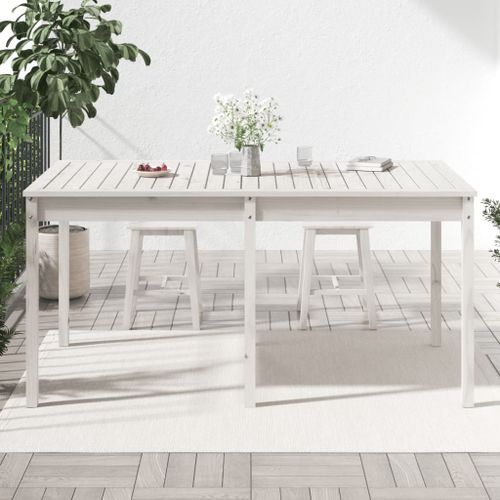 Table de jardin blanc 159,5x82,5x76 cm bois massif de pin - Photo n°3; ?>