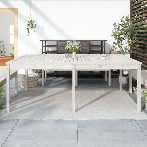 Table de jardin blanc 203,5x100x76 cm bois massif de pin - Photo n°2; ?>