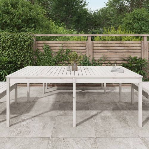 Table de jardin blanc 203,5x100x76 cm bois massif de pin - Photo n°3; ?>