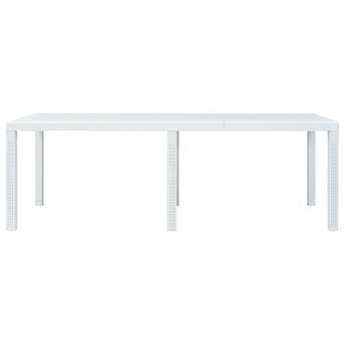 Table de jardin Blanc 220x90x72 cm Plastique Aspect de rotin - Photo n°3; ?>