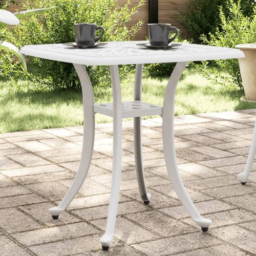 Table de jardin blanc 53x53x53 cm aluminium coulé - Photo n°2; ?>