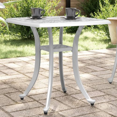 Table de jardin blanc 53x53x53 cm aluminium coulé - Photo n°2; ?>