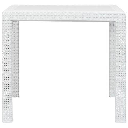 Table de jardin Blanc 79x79x72 cm Plastique Aspect de rotin - Photo n°3; ?>