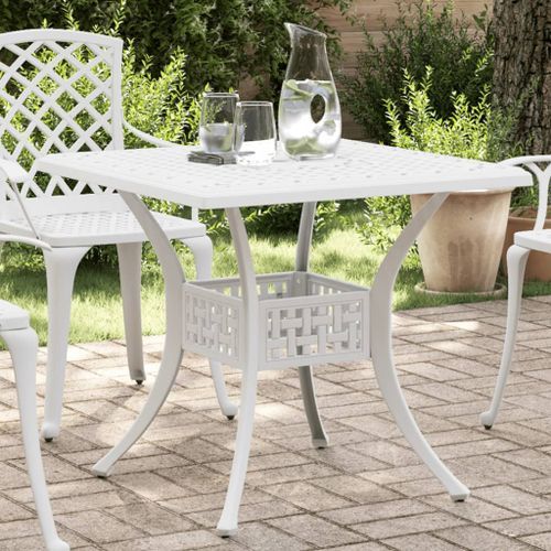 Table de jardin blanc 80x80x75 cm aluminium coulé - Photo n°2; ?>