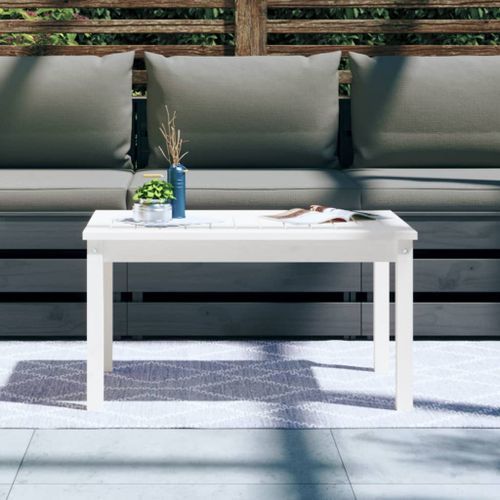 Table de jardin blanc 82,5x50,5x45 cm bois massif de pin - Photo n°3; ?>