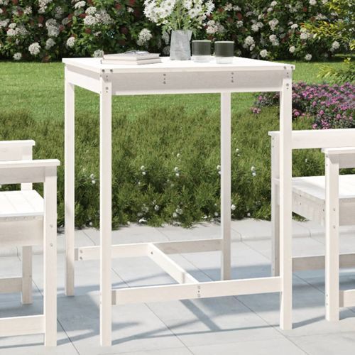 Table de jardin blanc 82,5x82,5x110 cm bois massif de pin - Photo n°2; ?>