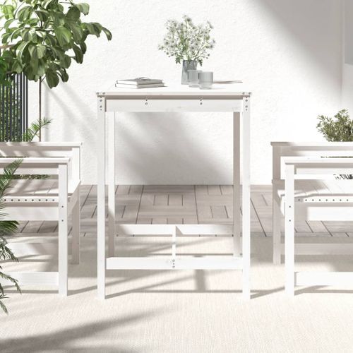 Table de jardin blanc 82,5x82,5x110 cm bois massif de pin - Photo n°3; ?>