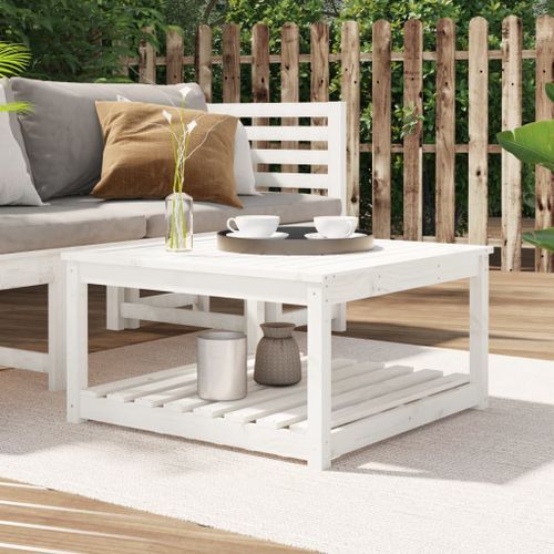 Table de jardin blanc 82,5x82,5x45 cm bois massif de pin - Photo n°2; ?>