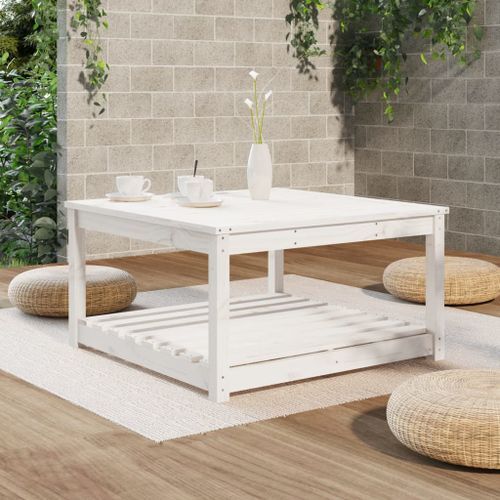 Table de jardin blanc 82,5x82,5x45 cm bois massif de pin - Photo n°3; ?>