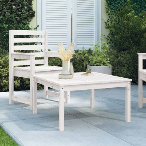 Table de jardin blanc 82,5x82,5x45 cm bois massif de pin - Photo n°2; ?>